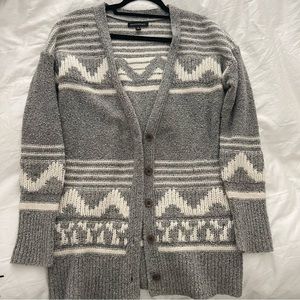 Banana Republic Wool Blend Winter Grey and White Cardigan